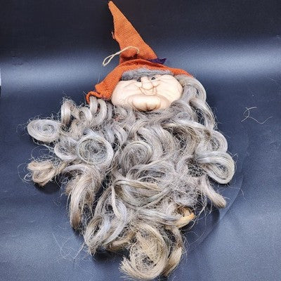 Halloween Witch Wall Decor Nylon 32”x12 Sculpted Cloth Face Doll Unique Handmade