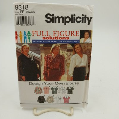 Simplicity 9318 Vtg Sewing Pattern Ruffled Poet's Blouse Uncut Size 18W-24W 1994