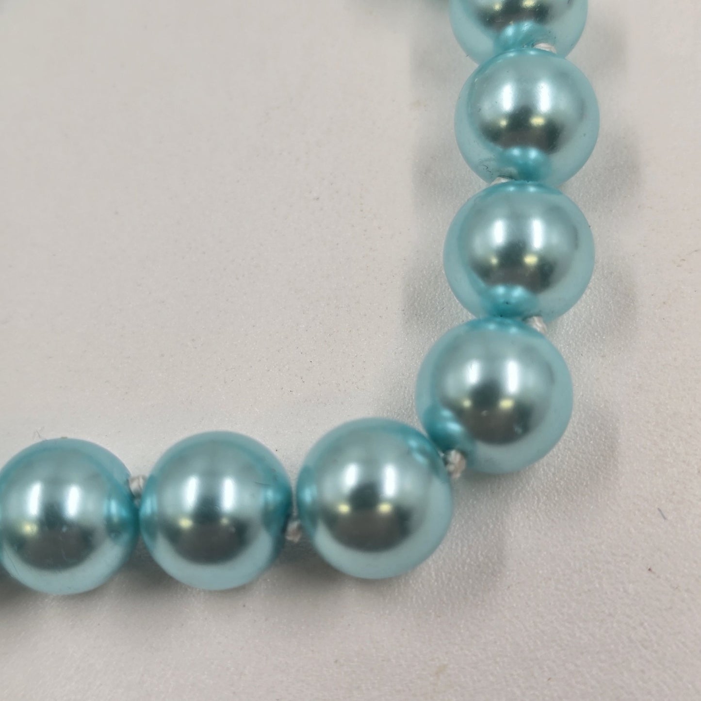 Set of 3 Shiny Red & Blue Faux Pearl Beads Bracelets Spring Ring Clasp