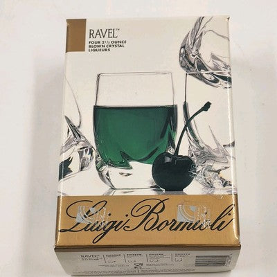 Set of 4 Italy Blown Crystal Ravel Liqueur Wavy Shot Glass Luigi Bormioli 2.5oz