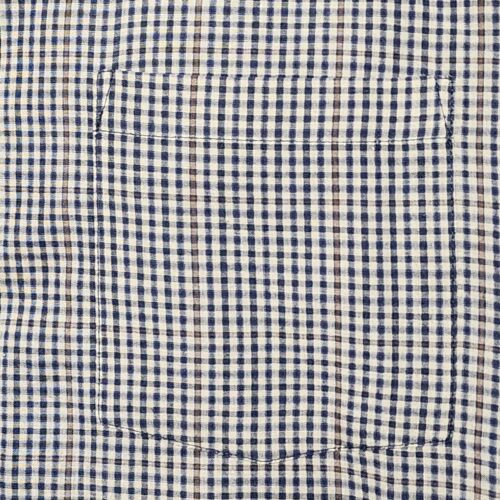 David Taylor Men’s Long Sleeve Navy Blue And White Plaid Button Down Shirt