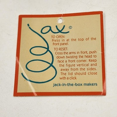 Jax Handmade Jack-in-the-Box Makers JESTER Purple and Green 4.25" Vtg 1985