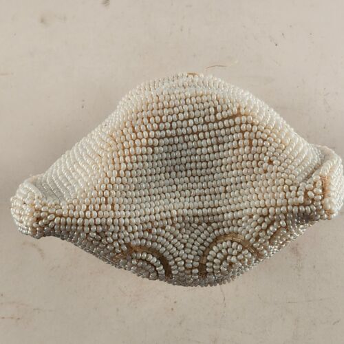 Glass Beaded Coin Purse with Zipper Vintage 7" x 4 Inches No Pockets No Strap