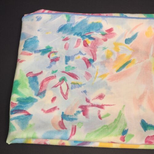 Multicolor Floral Design Pattern Linen Tablecloth 82 x 58 inches Vintage