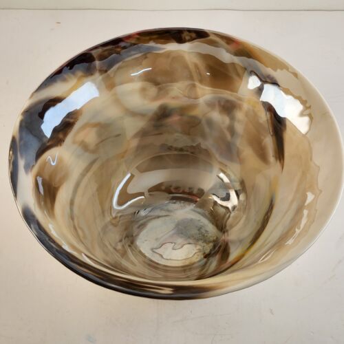 Vintage Murano Glass Yalos Casa Mother of Pearl Bowl Made in Italy 9.5"