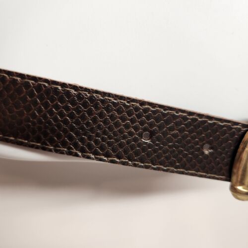 Woman's Size 03 Brown Belt With Snakeskin Pattern And a Gold Plated Buckle 35"