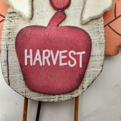 Harvest Yard Art Decor Turkey Leaf Tailfeathers Wood Hardboard Metal Spike Base