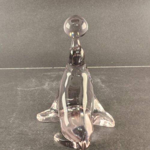 Viking Glass Paperweight Seal Balancing A Ball Figurine 7.25" New Martinsville