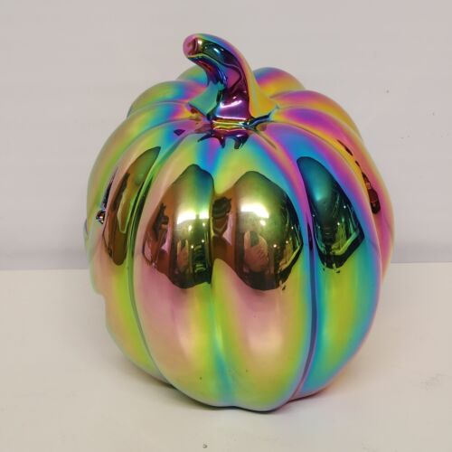Martha Stewart LED Lighted Halloween Iridescent Pumpkin NWT 7" L x 5½" W x 6½"H