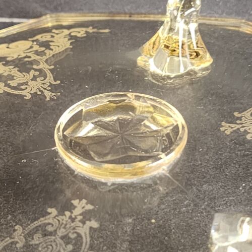 Vintage Paden City Amber 3-Footed Plate 8.5" Pineapple Octagon Design