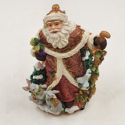 Fitz and Floyd Snowy Santa Woods Music Figurine 19/1239 Original Box Christmas