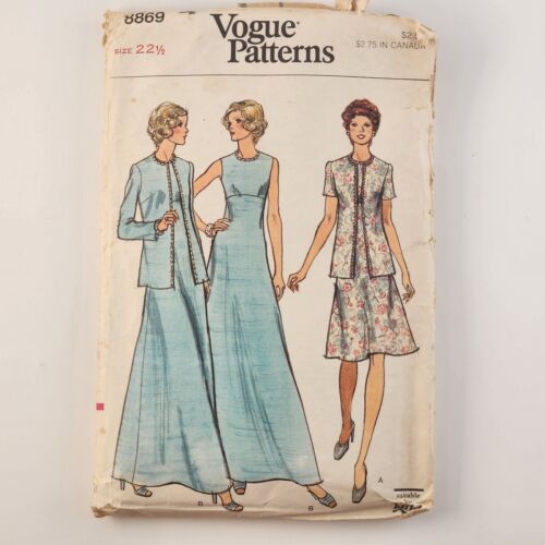 Vogue 8869 Vintage Sewing Pattern Size 22½ Women's Flowing Dress and Jacket