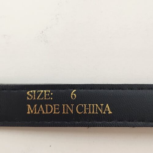 Black Belt With Snakeskin Pattern and Silver Buckle 34" Woman's Size 6 China