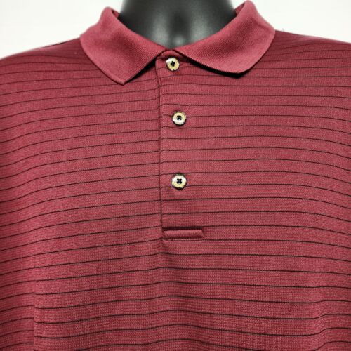 Grand Slam Golf Polo Shirt XL Short Sleeves Maroon with Black Stripes Vintage