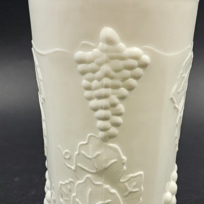 Indiana Glass Milk Glass Tumbler Harvest Pattern 3.25"x5.75" Vintage Drinkware