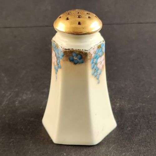 White & Gold Royal Austria Salt & Pepper Shakers Floral Vintage