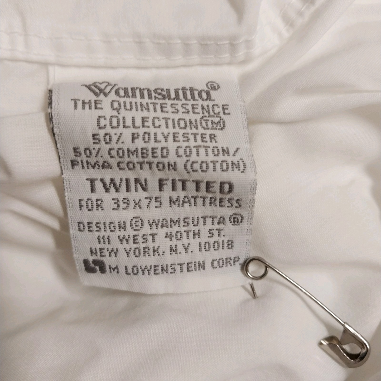 Wamsutta Quintessence Collection Plain White Twin Fitted Sheet 39 x 75 Mattress