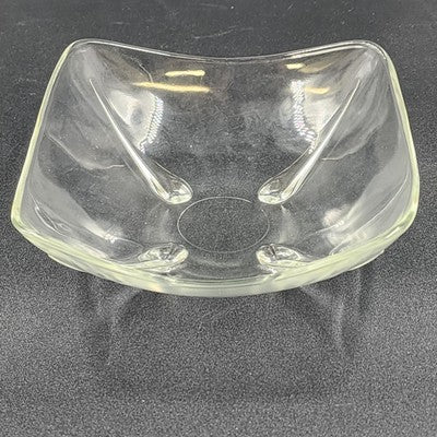 Anchor Hocking Square Clear Glass Swedish Soap Dish Candy Bowl Teardrop Footed
