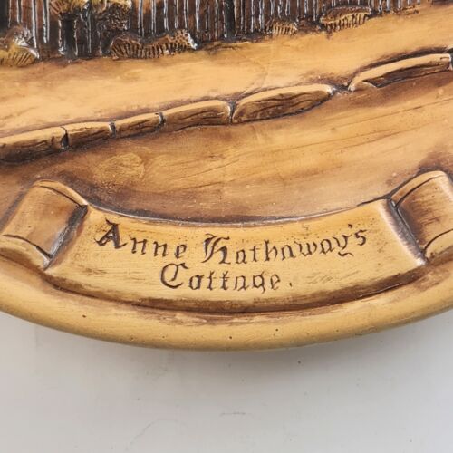 Large Chalkware Hanging Plaque Anne Hathaway’s Cottage Shakespeare 14¼"