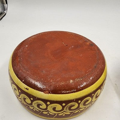 Mexican Redware Tlaquepaque Pottery Bowl 8"x3"h Hand Painted Clay Primitive