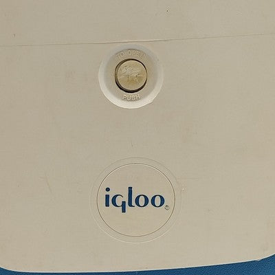 Igloo Blue & White Playmate Cooler Large with Sliding Lid Ice Chest 14" Vtg 1986