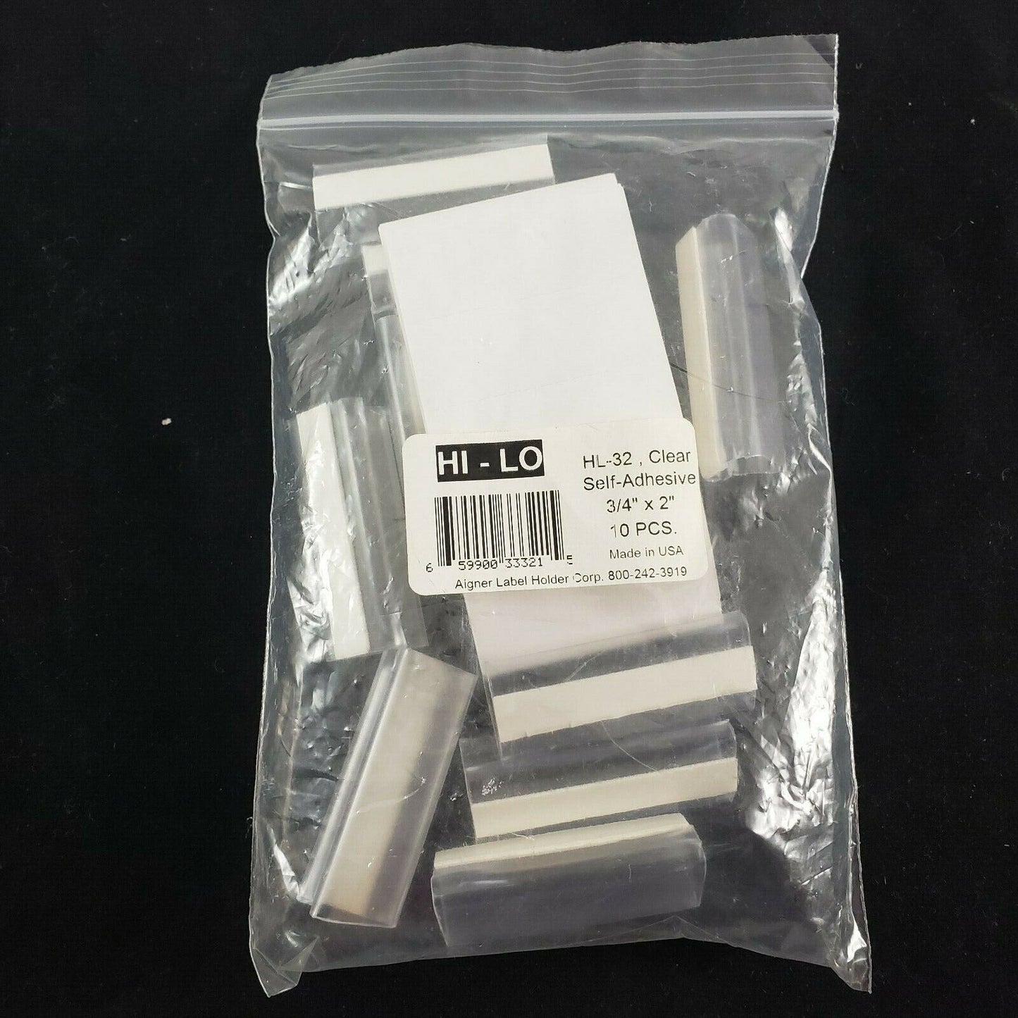 Aigner Index Hi-Lo Clear Self Adhesive Label Holders ¾" high x 2" wide 10 Pieces