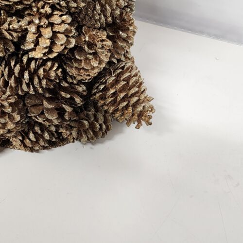 Real Pine Cones Christmas Tree 25" Tall Hand Made Gold Sparkle Painted