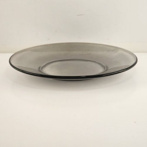 4 Sets of 8" Salad Luncheon Plates with Coffee Cups AH Presence Glass Clear Gray