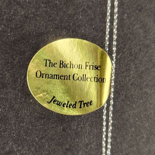 Danbury Mint Bichon Frise Metal JEWELED TREE & SLED Ornaments Enamel Finish