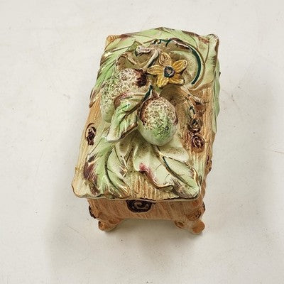 Vintage A Fairyland Trinket Box – 5.5" Hand-Painted Ceramic Jewelry Box, Mid-Century Japan MCM Whimsical Design