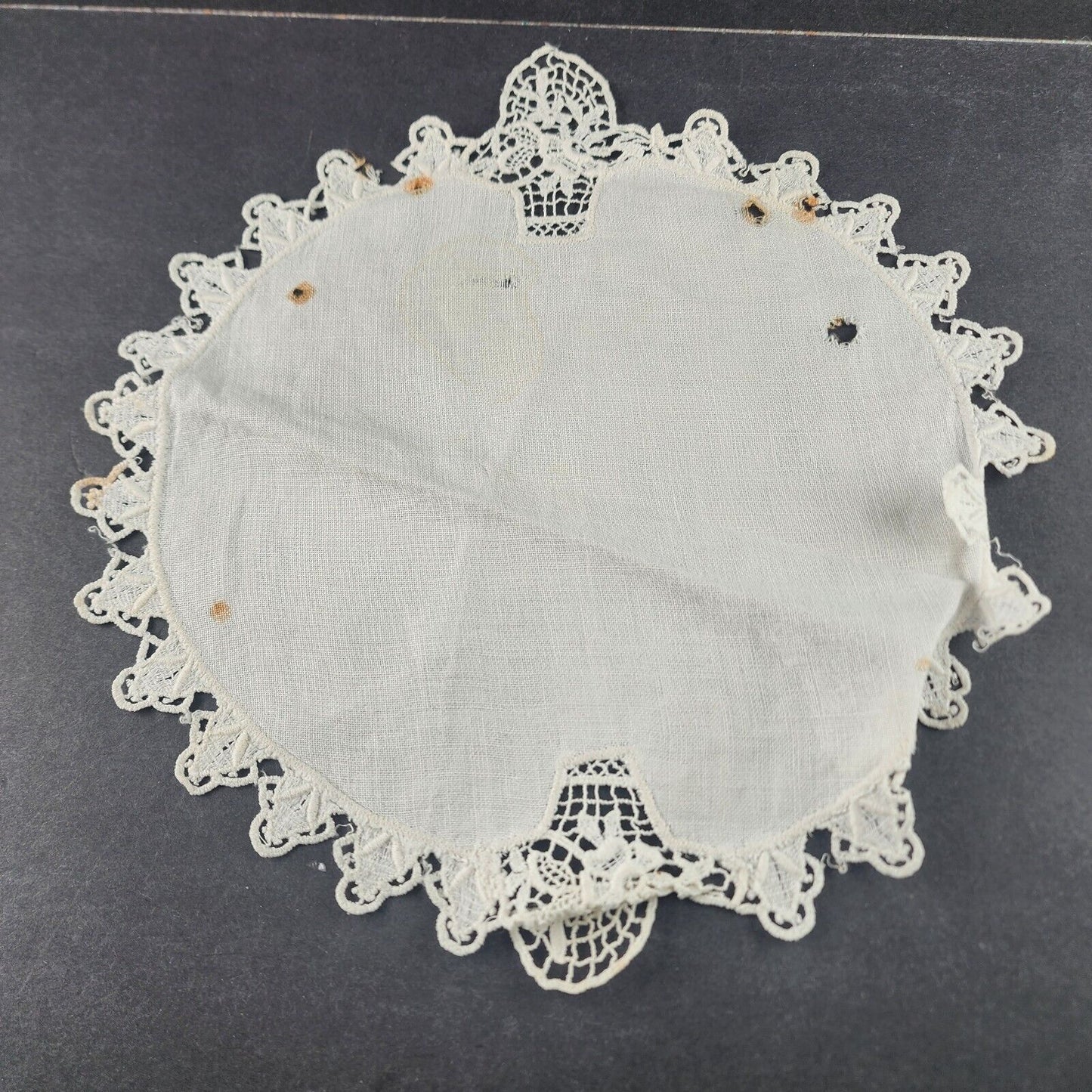 12 Lace Linen Embroidered Dresser Scarves and Doilies Various Sizes and Colors