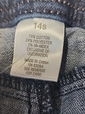 W62 Signature Fit Skinny Boot Cut Blue Denim Jeans Pants Dark Wash Size 14S NWT