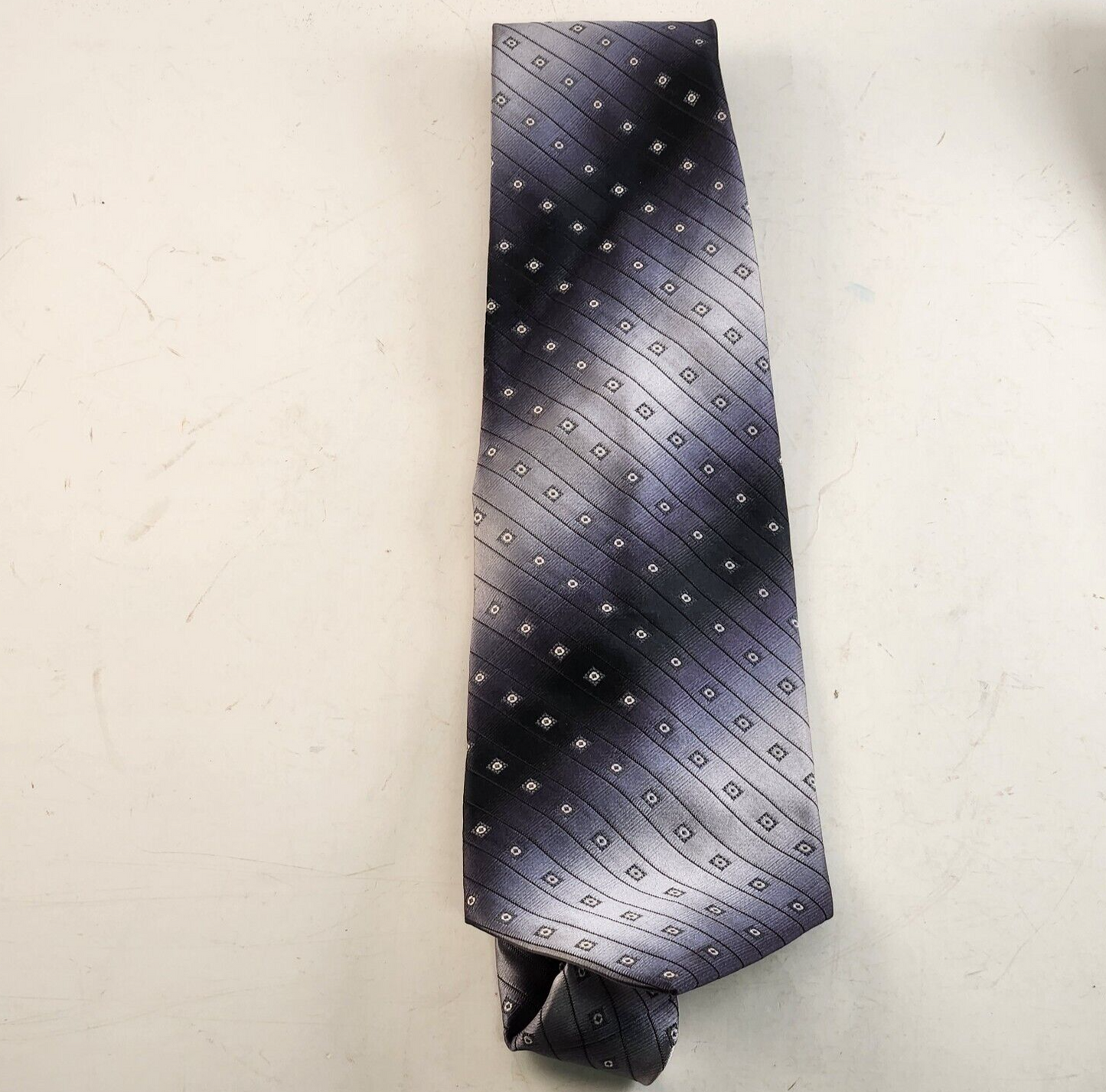 7 Pc Men's Ties 1980s 1990s Necktie Vintage Modern Silk Blowns Grays Print Solid