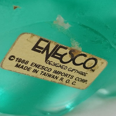 Enesco Art Glass Bunny Rabbit Figurine Paperweight Spring Green Cotton Tail 3.5"