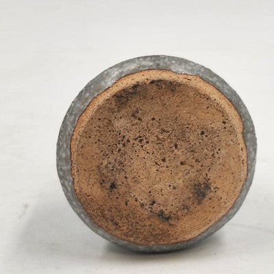 Studio Art Pottery Stoneware Small Bud Vase Green Over Gray 2.75"d x 3"h