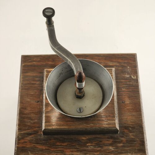Hand Crank Coffee Grinder Wood Frame Hand Made 6.5" Square Base 8" Tall Overall