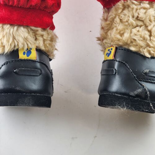 Build-A-Bear Christmas Tan Plush Bear 16" Santa's Helper Overalls Striped Shirt