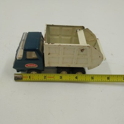 Tonka USA Blue & White Mini Garbage Truck 5.5" Long Pressed Steel 1970s Vintage