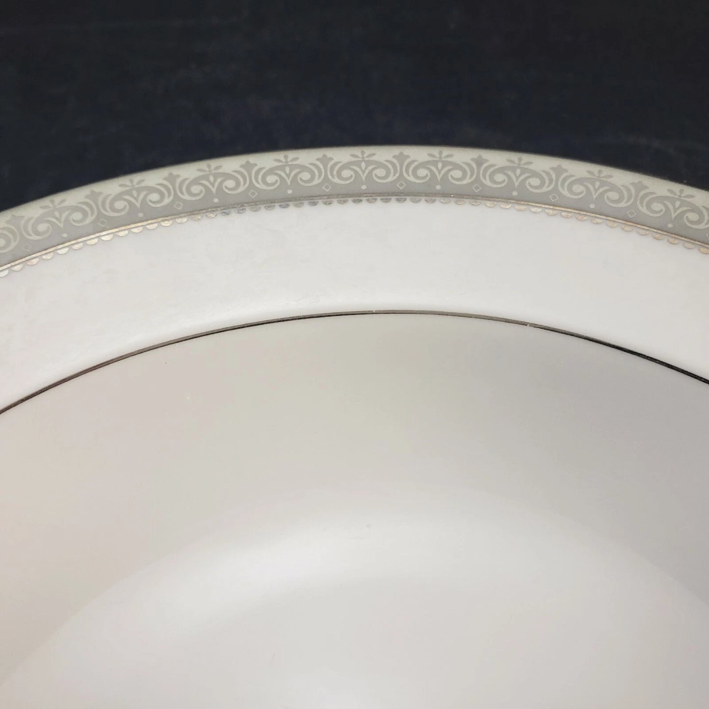 Mikasa Platinum Crown Soup Bowl L3428 Fine China 8.5" Silver Trim Vtg Thailand