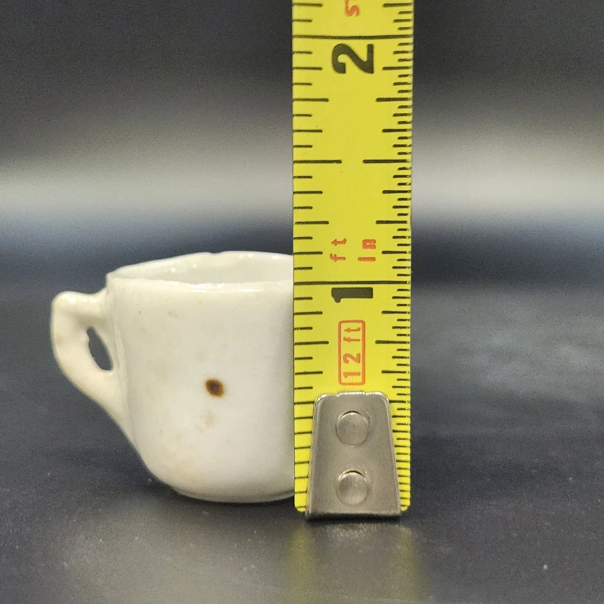 Miniature Tea Set Hand Made White Studio Porcelain Cups Saucers 2" 10pc Vintage