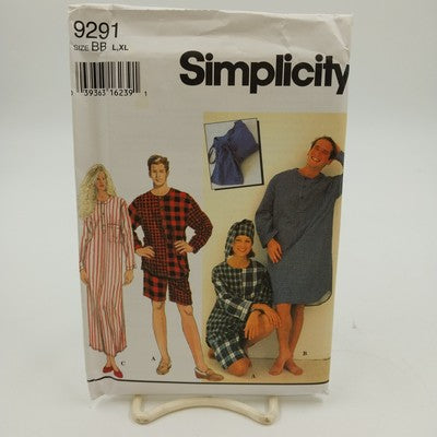 Simplicity 9291 Sewing Pattern Pajamas Sleepwear Cut Size BB Misses Men L XL