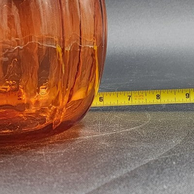 Orange Glass Pumpkin Shape Cookie Jar Candy Dish with Lid Anchor Hocking