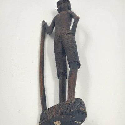 Hand Carved Ebony Tribal African Kenyan Man Woman Figurine 15"