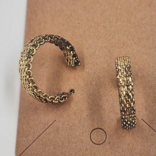 Gold Tone Hoop Earrings Lot 2 Pairs Rope Chain & Shiny Round Butterfly Closure