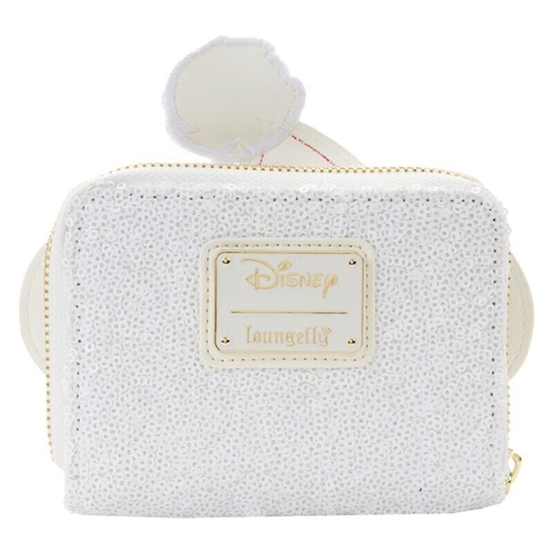 Loungefly Disney Mickey Mouse White Sequin Snowman Santa Zip Around Wallet