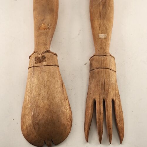 Folk Art Fork Spoon Carved Wood Balinese Sculpture Vintage Indonesia Primitive
