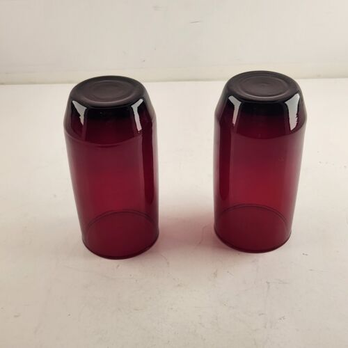 Set of 2 Anchor Hocking Royal Ruby Red Flat Tapered Tumbler Glass 5"