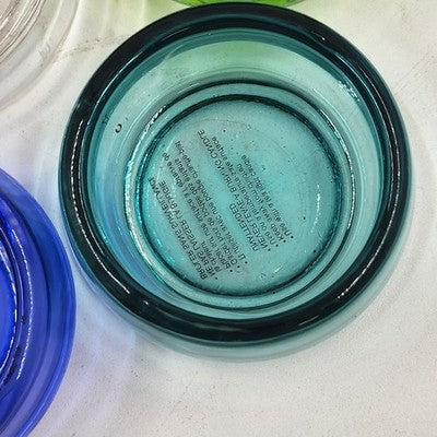 Set of 6 Pottery Barn Colored Glass Tealight Candle Holders in Original Box 7"