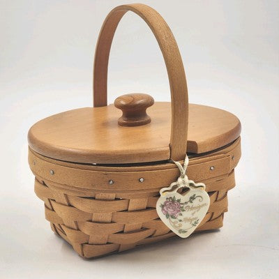 Longaberger Horizon Of Hope Basket w Lid Classic Stain 1999 American Cancer Soc