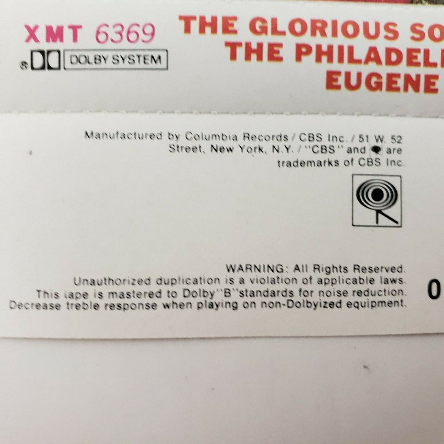 Glorious Sound Of Christmas by Philadelphia Orchestra Eugene Ormandy - Cassette